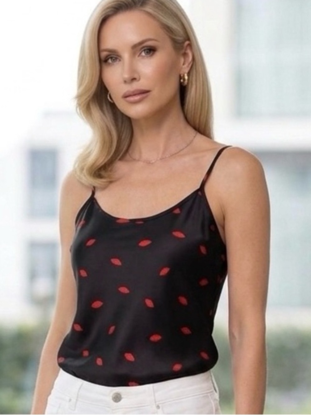 NWOT New Day Red Lip Black Camisole